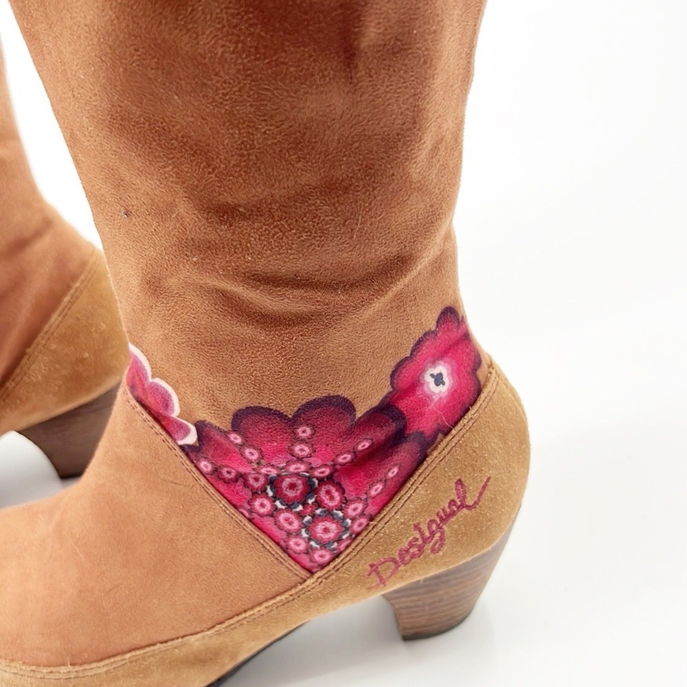 Desigual ESTHER High Shaft High Heel Boots, EU 37 US 6.5, Brown Floral - Picture 9 of 15